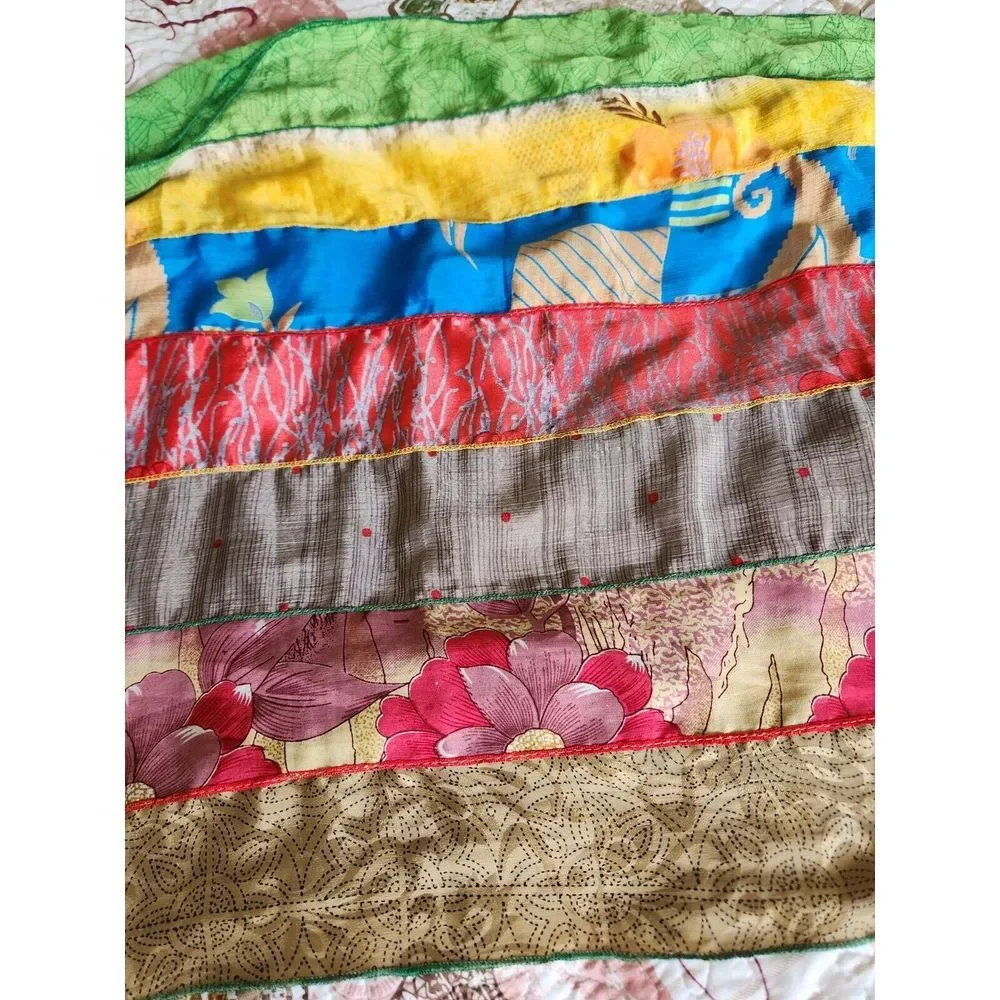 Darn Good Yarn‎ Silk Medley Scarf Reclaimed Sari Silk Floral 20×70 Inches